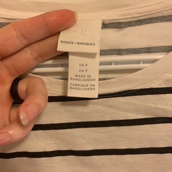H&M White/Black Striped Basic T - Picture 2 of 3